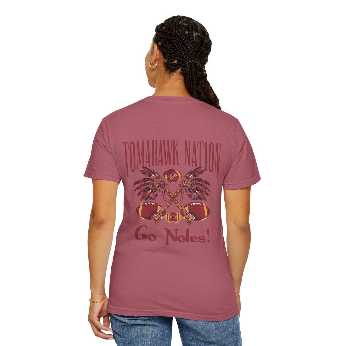 Tomahawk Nation T-Shirt, Unisex College Football Tees, Garment-Dyed Fan Apparel, Go Noles Spirit Wear, Game Day Outfit