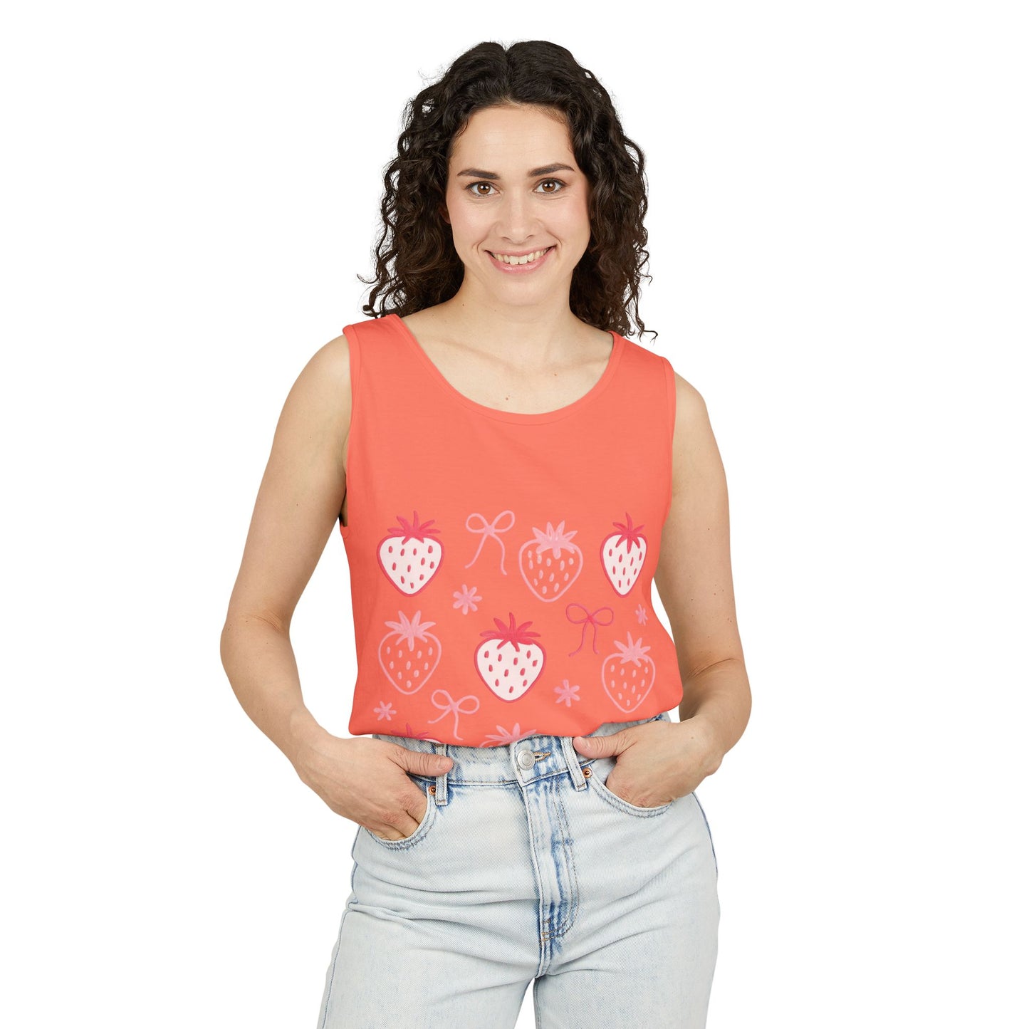 Strawberry Print Tank Top - Summer Vibes Beachwear