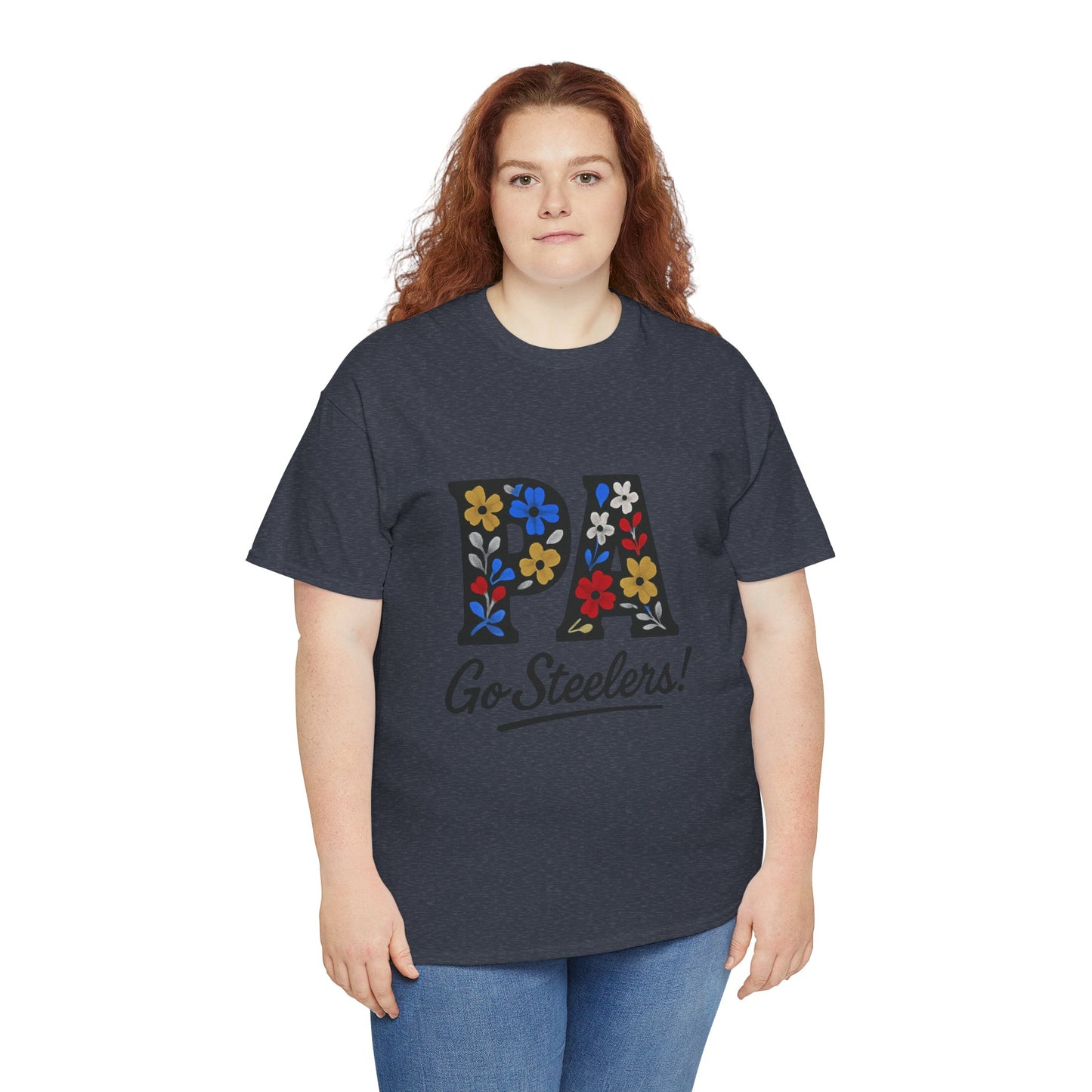 Sports Fan Tee - Floral PA Go Steelers Unisex Heavy Cotton Tee