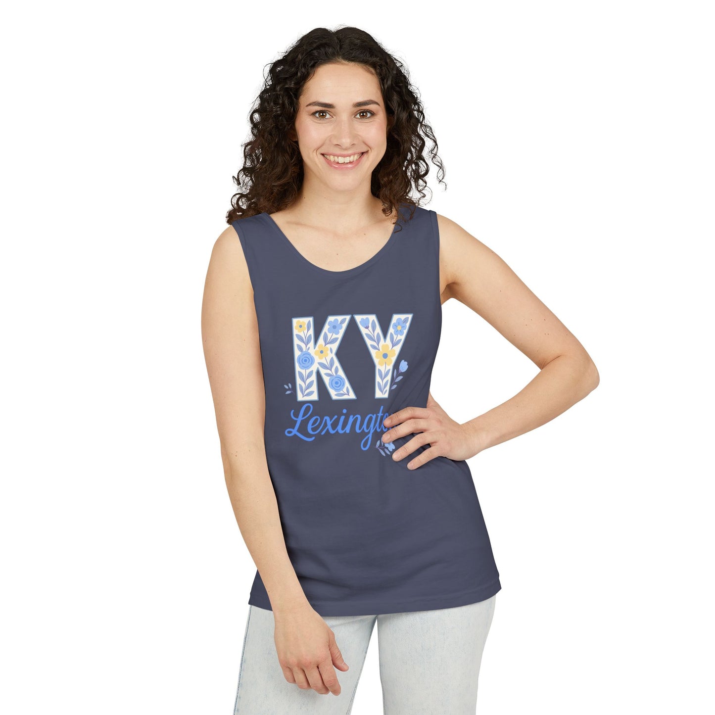 Kentucky Floral Letter Tank Top, Summer Tank, Cute Souvenir, Unisex Summer Apparel, Gift for Her, Comfort Colors, Graduation Gift