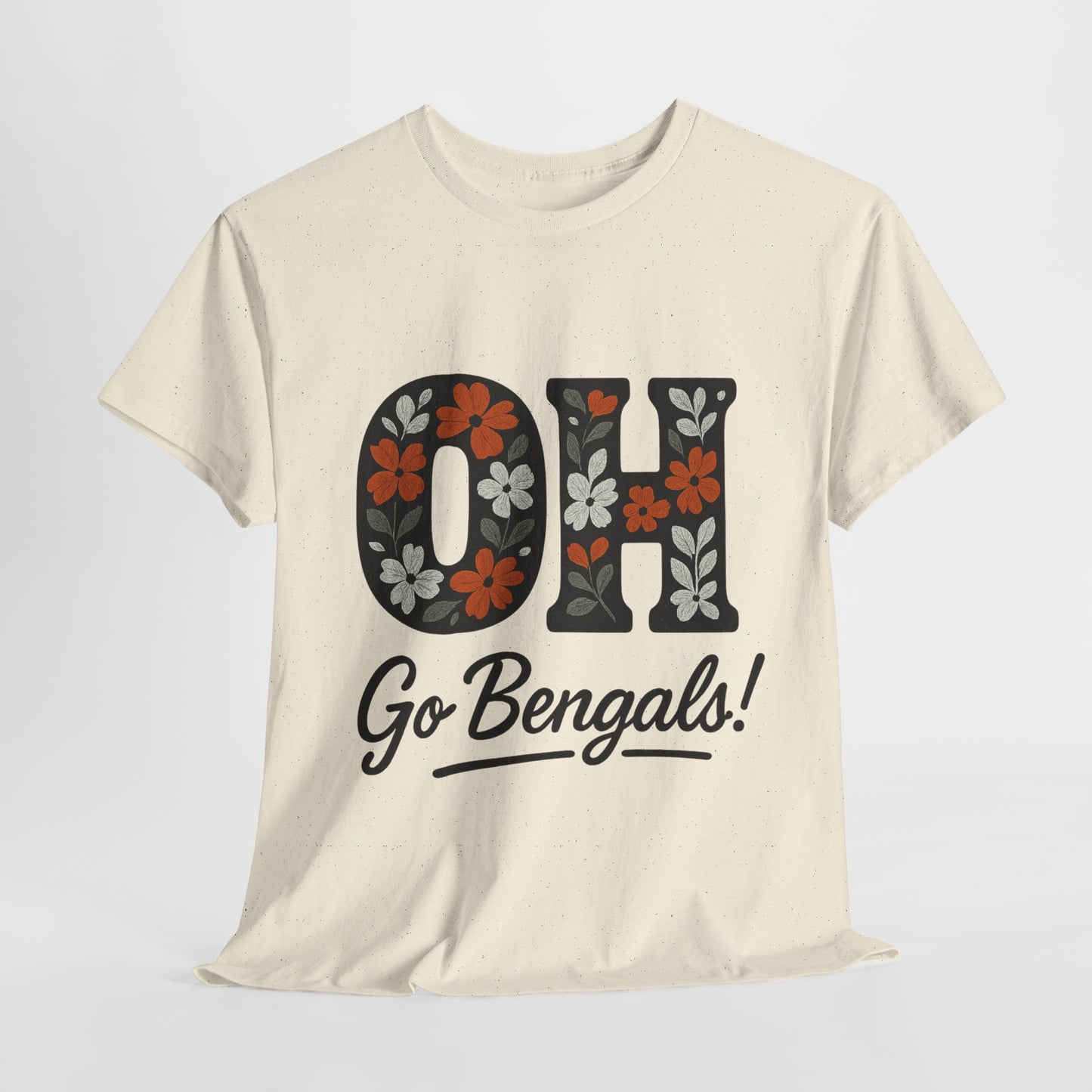 Bengals Floral Tee - Unisex Heavy Cotton