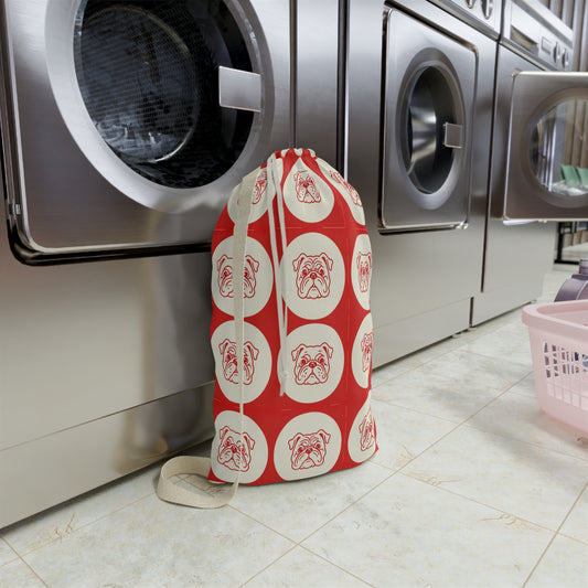 Bulldog Pattern Laundry Bag, Dog Lover Gift, Red and Cream Design, Georgia Graduation Gift, College Dorm Room, Georgia Bulldogs