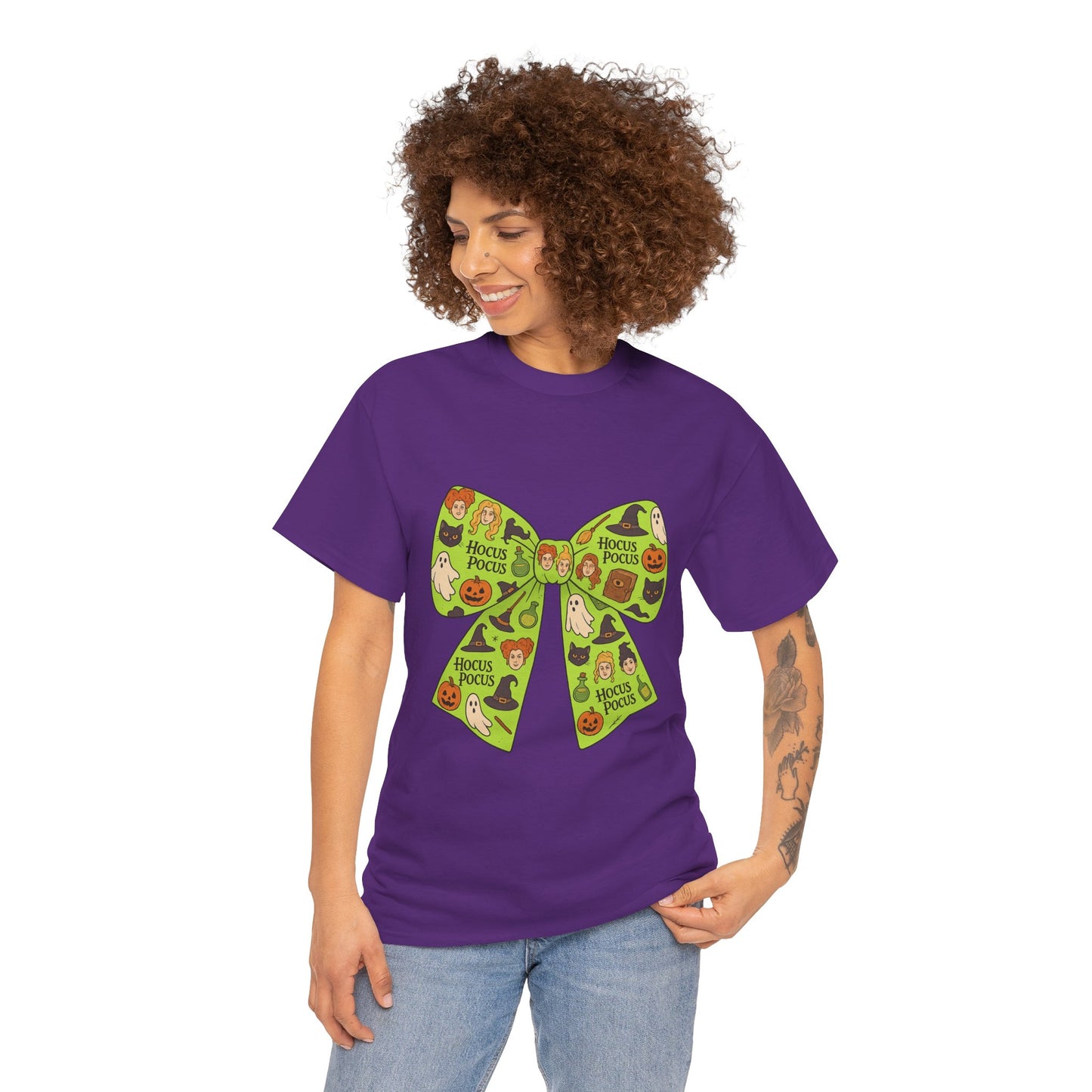Halloween Graphic Tee, Spooky Season Unisex Shirt, Hocus Pocus Bow Tee, Autumn Style Shirt, Trick or Treat Apparel