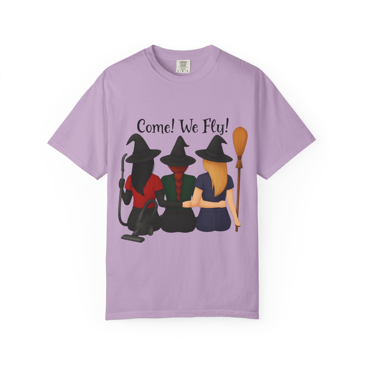Witchy Halloween T-shirt - Come We Fly Unisex Garment-Dyed Tee