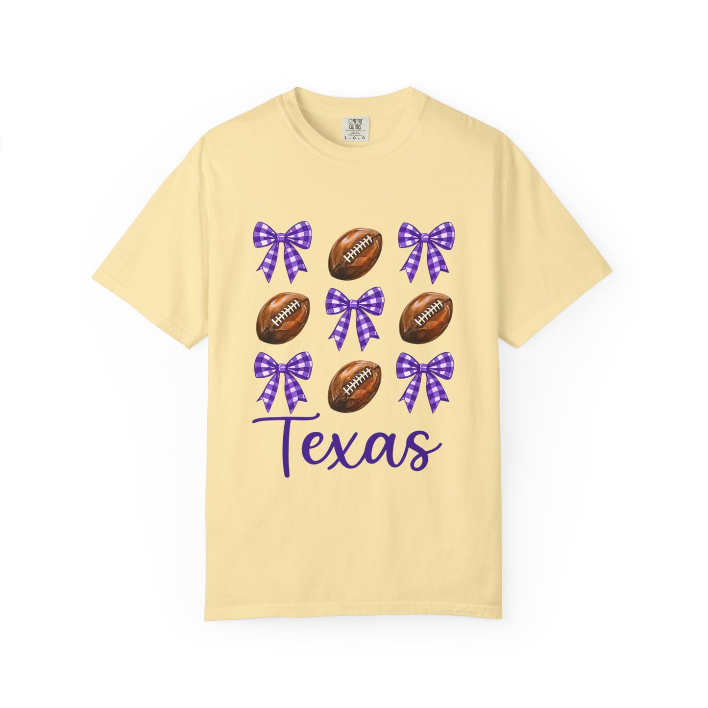 Texas Football Unisex T-Shirt with Purple Bows - Game Day Sports Apparel for Horned Frogs Fans
