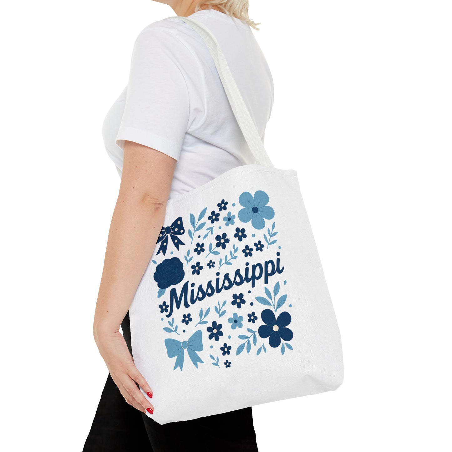 Floral Mississippi Tote Bag | Eco-Friendly Shopping Bag, Beach Tote, Gift for Her, Travel Companion, Custom Flower Design