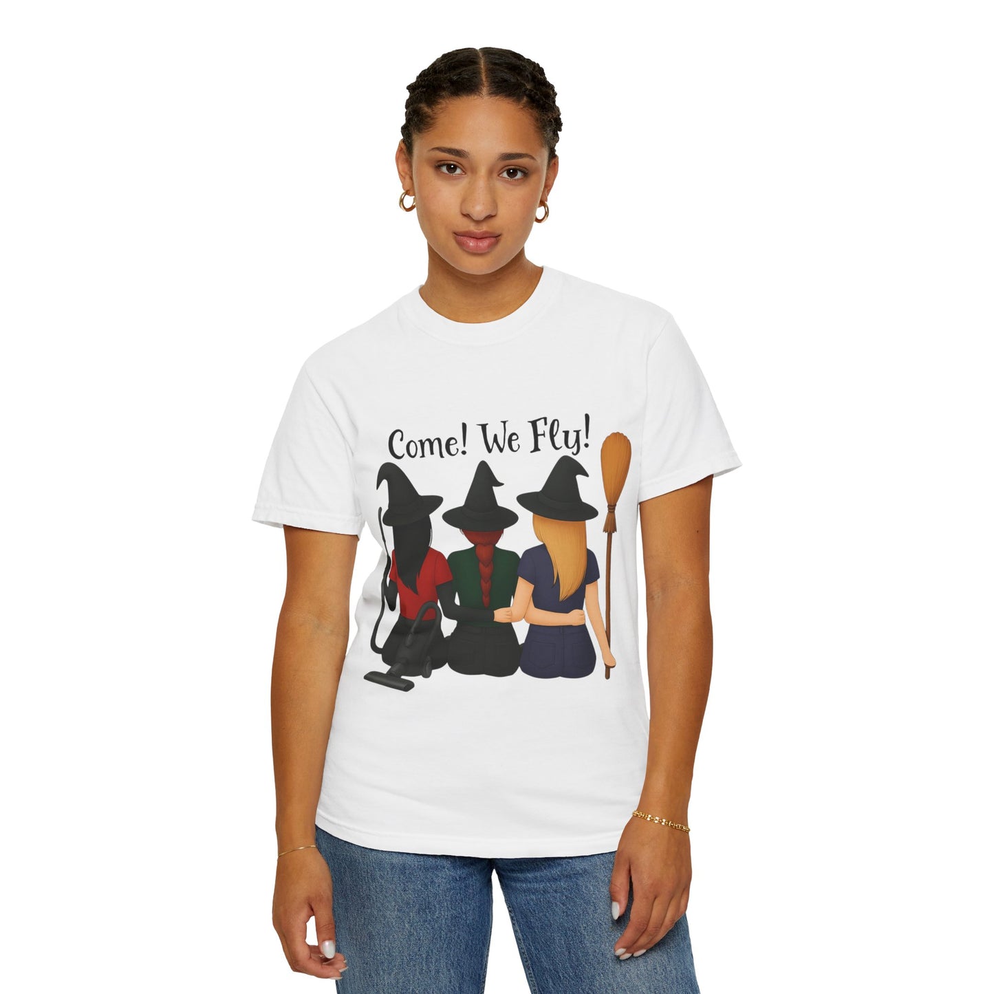 Witchy Halloween T-shirt - Come We Fly Unisex Garment-Dyed Tee