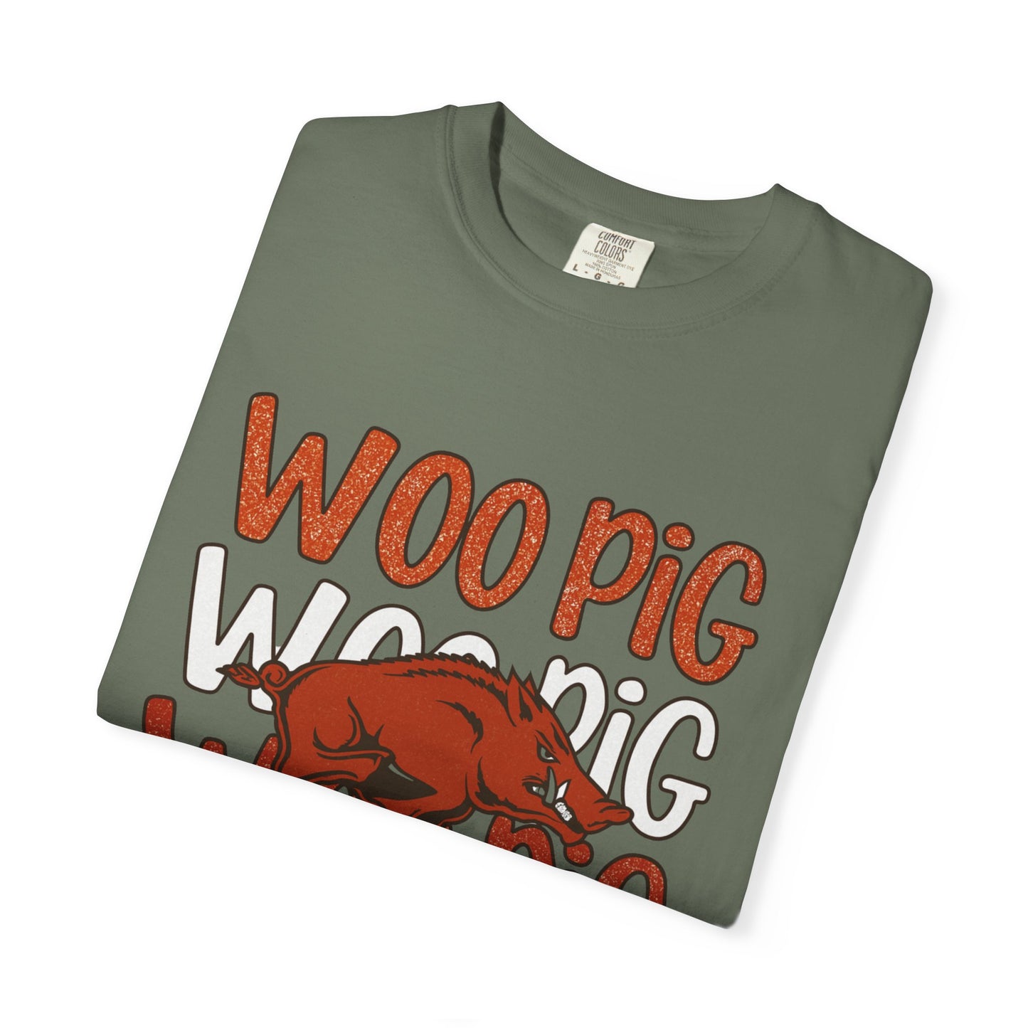 Woo Pig Garment-Dyed T-Shirt, Unisex Tee, Arkansas Pride Shirt, Casual Everyday Wear, College Game Day Tee, Fun Graphic Tee
