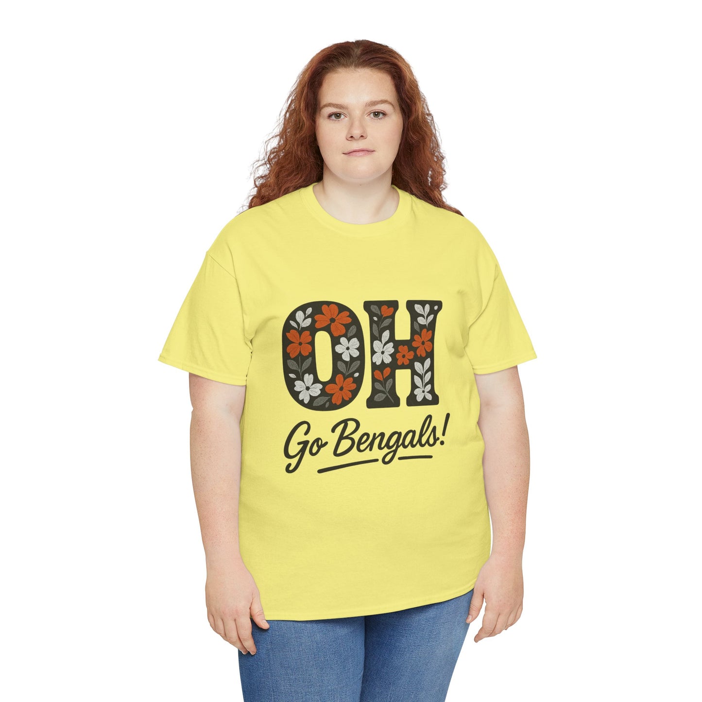 Bengals Floral Tee - Unisex Heavy Cotton