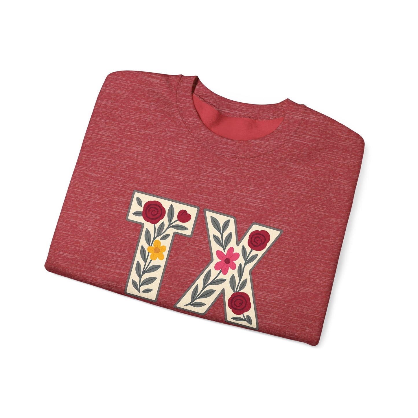 Texas Floral Crewneck Sweatshirt, Cozy Texas Sweatshirt, TX Gig'em Gift, Unisex Sweatshirt for Gamers, Floral Crew Neck for Casual Wear