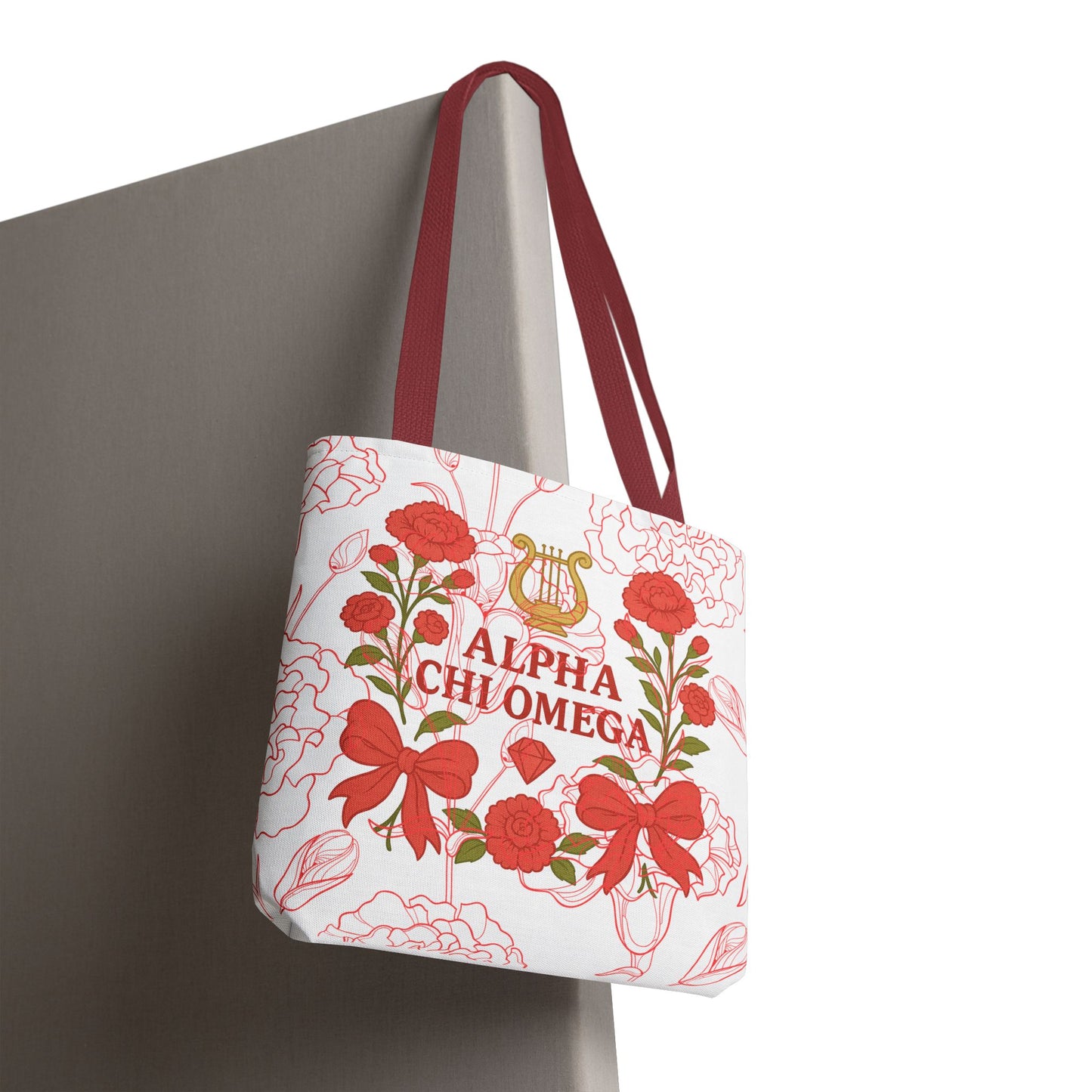 Floral Sorority Alpha Chi Omega Tote Bag, College Essentials, Gift for Sorority Sisters, Eco-Friendly Shopping Tote, Alpha Chi Omega Apparel