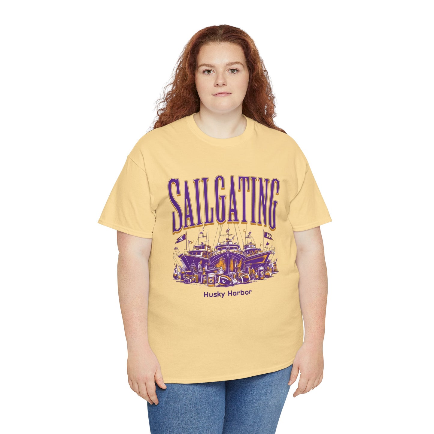 Sailgating Tee - Washington Huskies Unisex Heavy Cotton Shirt