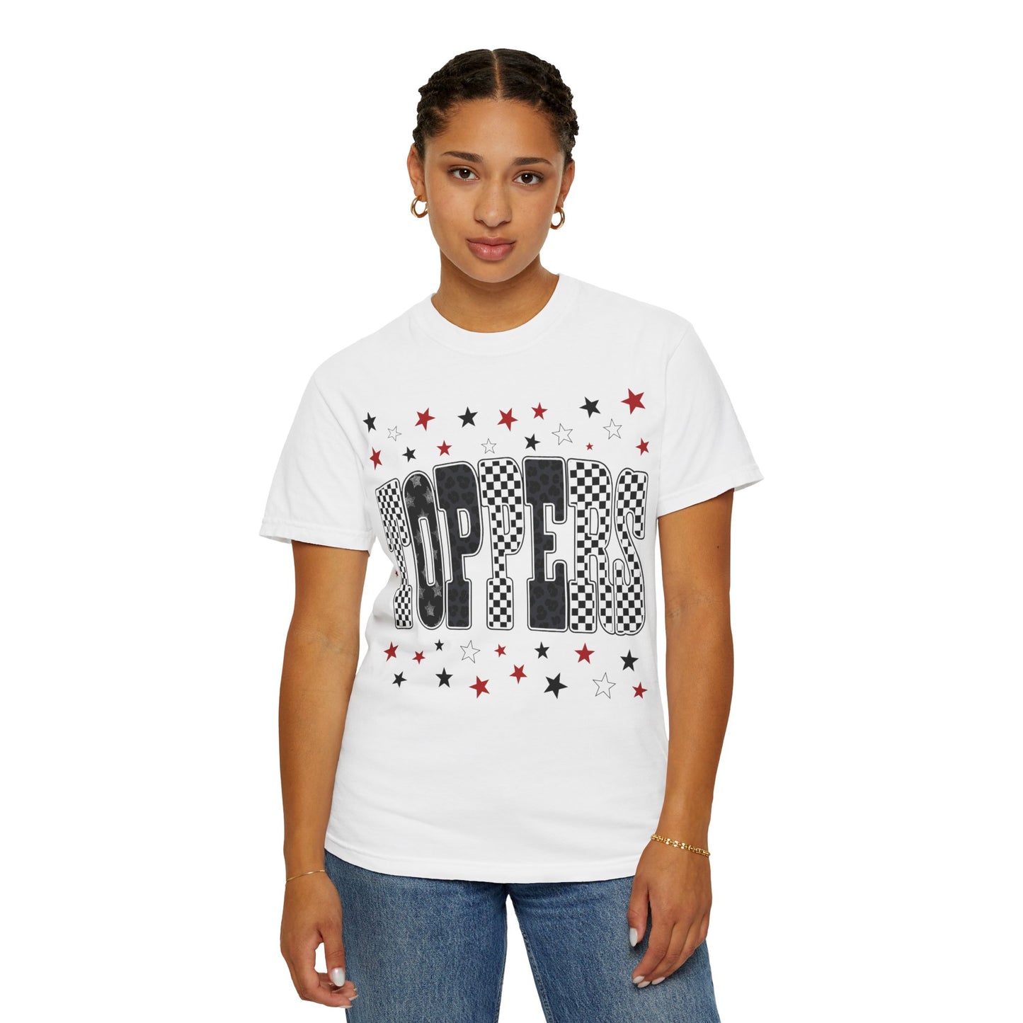 Topper Star and Checker Pattern Graphic Tee