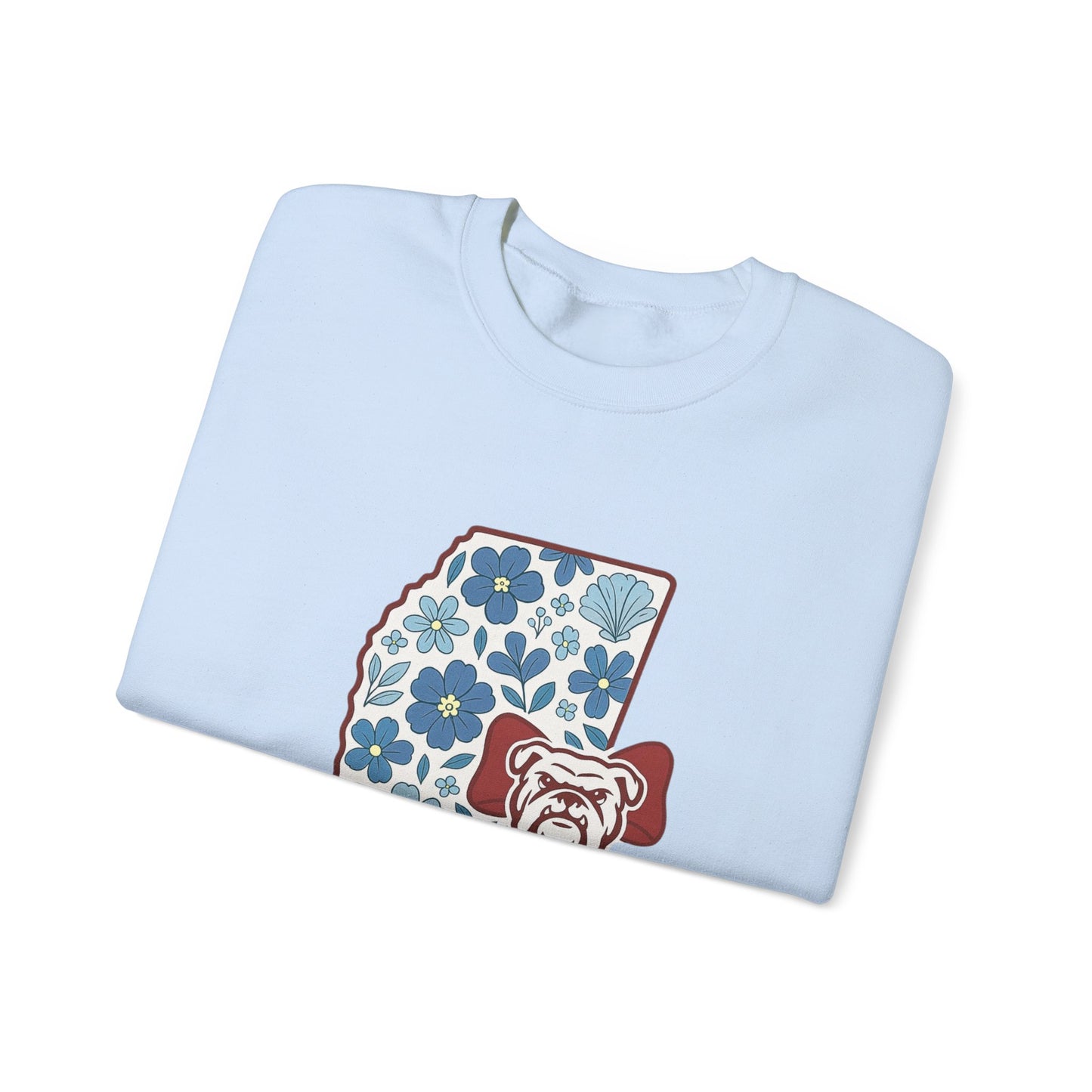 Mississippi Flower Bulldog Crewneck Sweatshirt, Cozy Sweatshirt for Fall, Gift for Dog Lovers, College Apparel, Casual Fashion