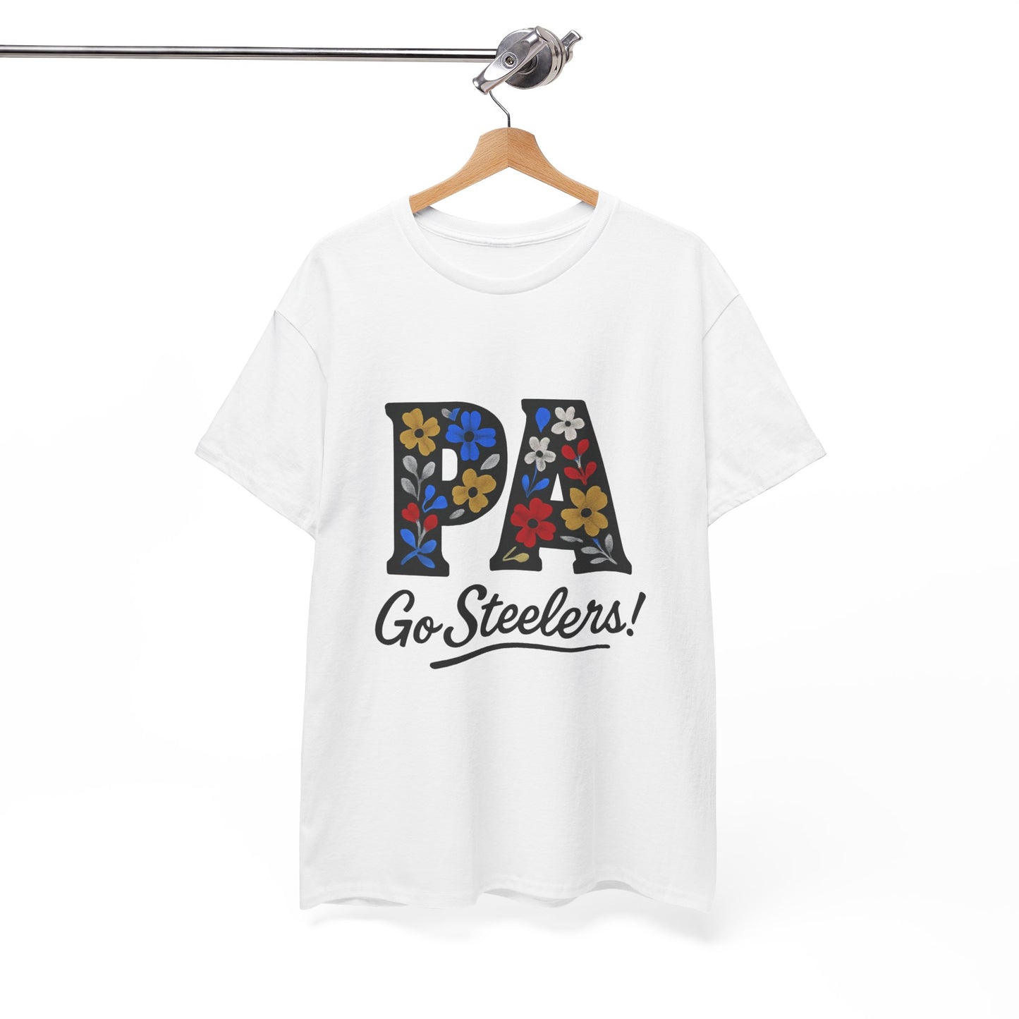 Sports Fan Tee - Floral PA Go Steelers Unisex Heavy Cotton Tee