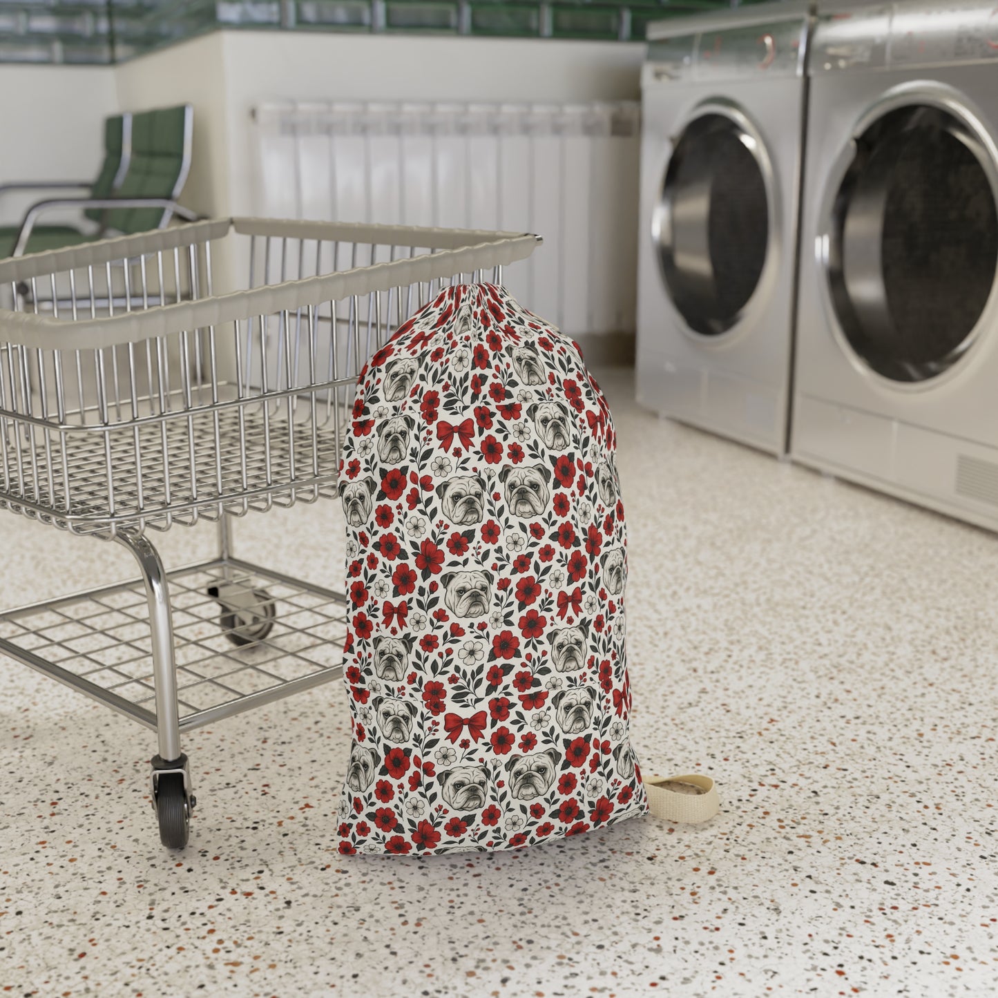 Cute Floral Dog Laundry Bag, Pet Lover Gift, Home Organization, Charms, Stylish Storage, Dog Mom Gift, Red Poppy Design