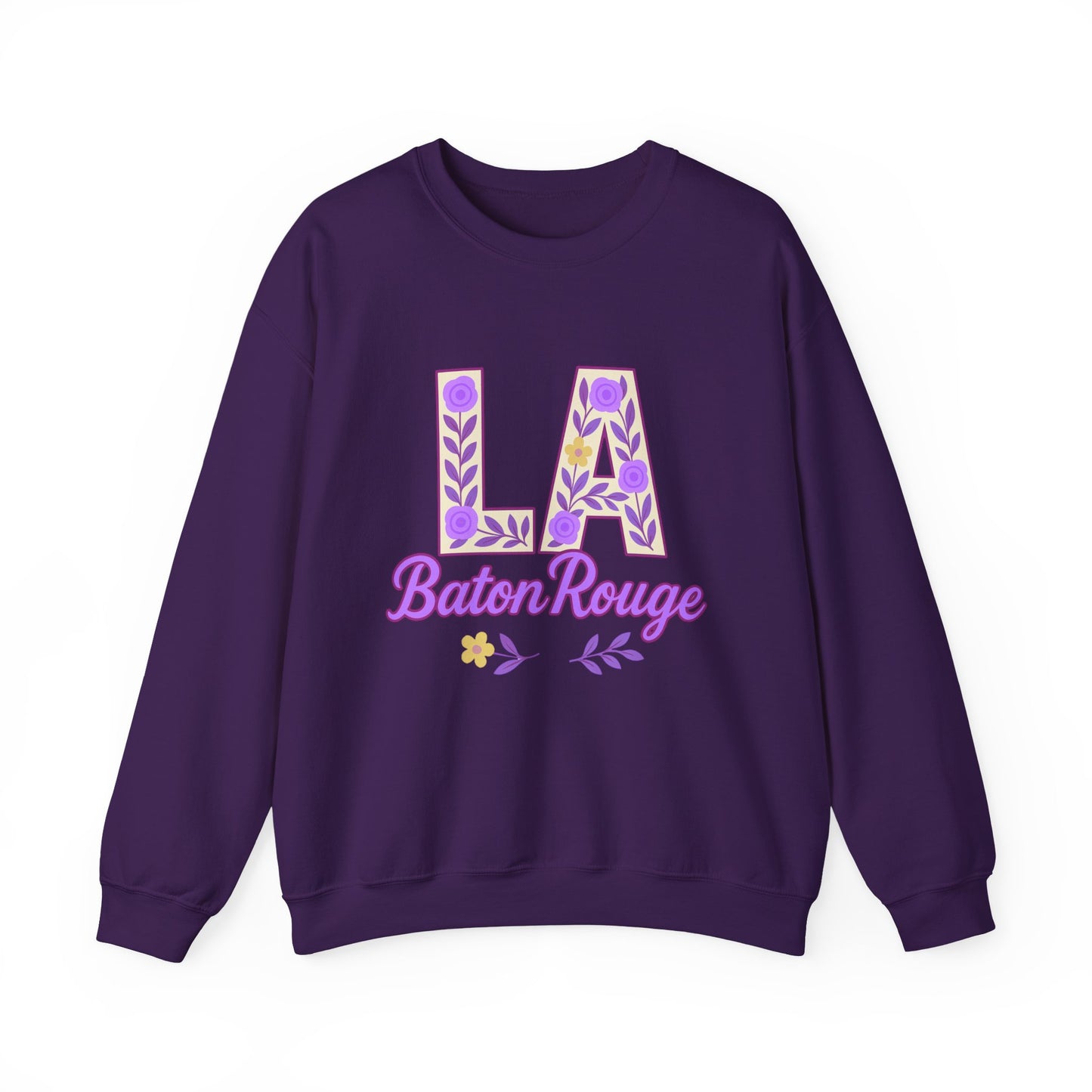 LA Baton Rouge Floral Sweatshirt, Cozy Crewneck for Fall, Gift for Friends, Casual Outing, Southern Style Apparel