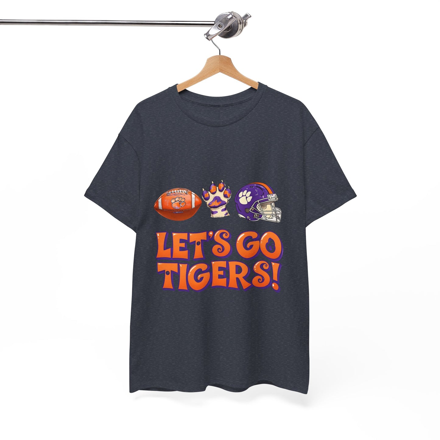 Unisex Heavy Cotton Tee - Let's Go Tigers! Sports Fan Tee, Game Day Shirt, Tailgate Apparel, Team Pride Top, College Football Gear
