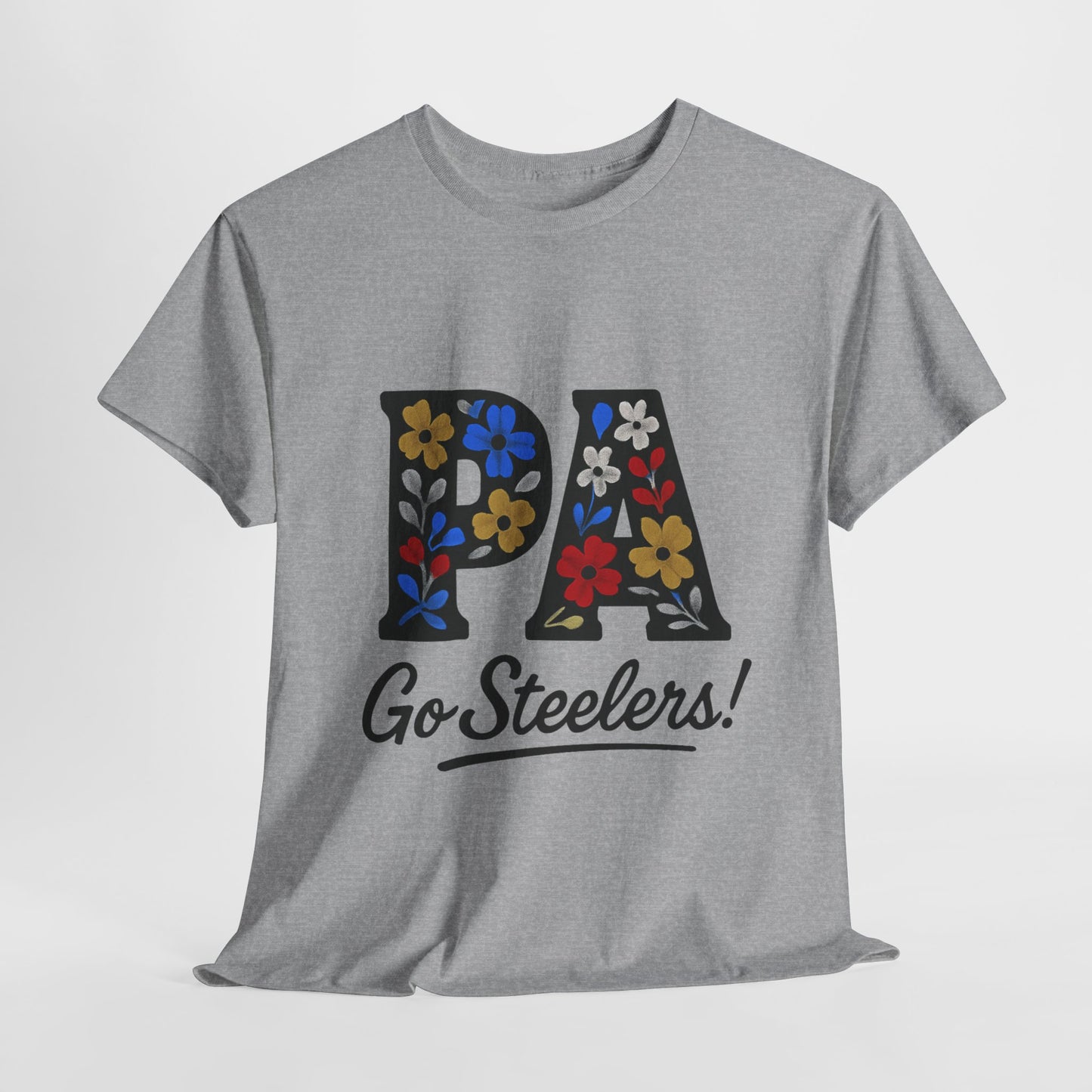 Sports Fan Tee - Floral PA Go Steelers Unisex Heavy Cotton Tee