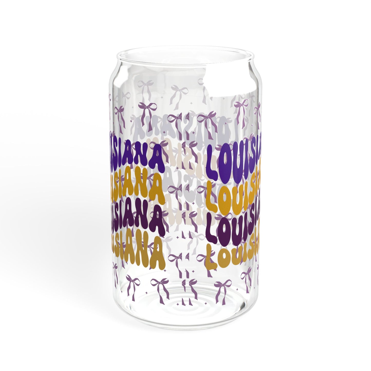 Coquette Bow Louisiana Sipper Glass, 16oz | Tropical Drinkware, Eco-Friendly Cup, Unique Gift, louisiana tiger fan gift, graduation gift, geaux tigers