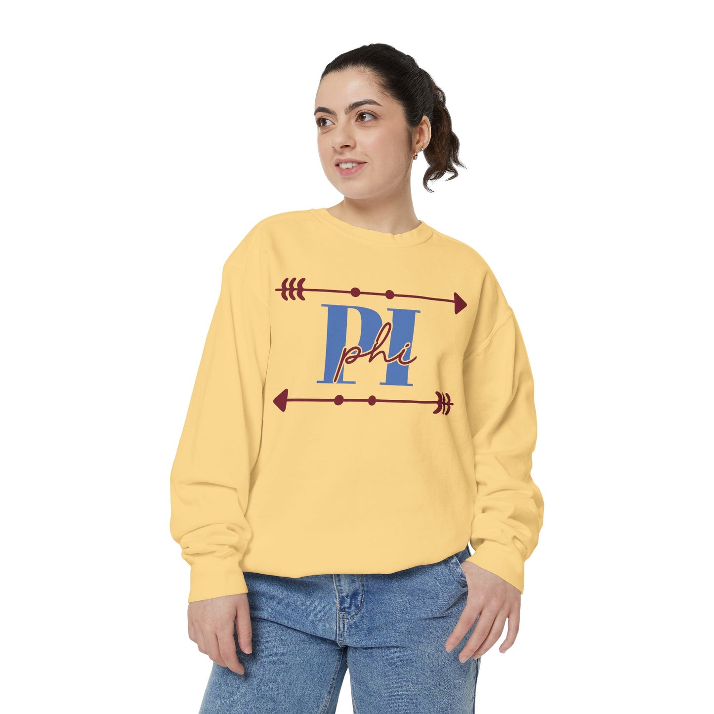 Phi Garment-Dyed Sweatshirt - Cozy Casual Unique Gift College Apparel Graduation Outfit