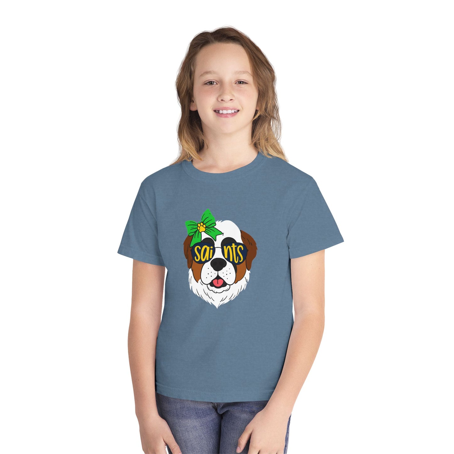 Saints Dog Youth Tee, Cute Puppy T-Shirt, Pet Lover Gift, Casual Wear, Birthday, Family Reunion, Dog Show