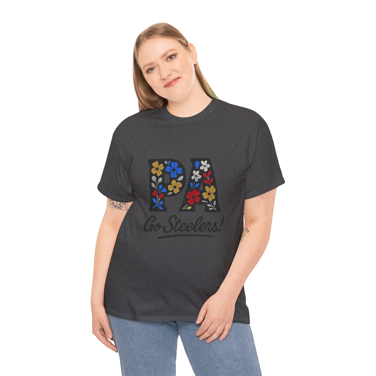 Sports Fan Tee - Floral PA Go Steelers Unisex Heavy Cotton Tee
