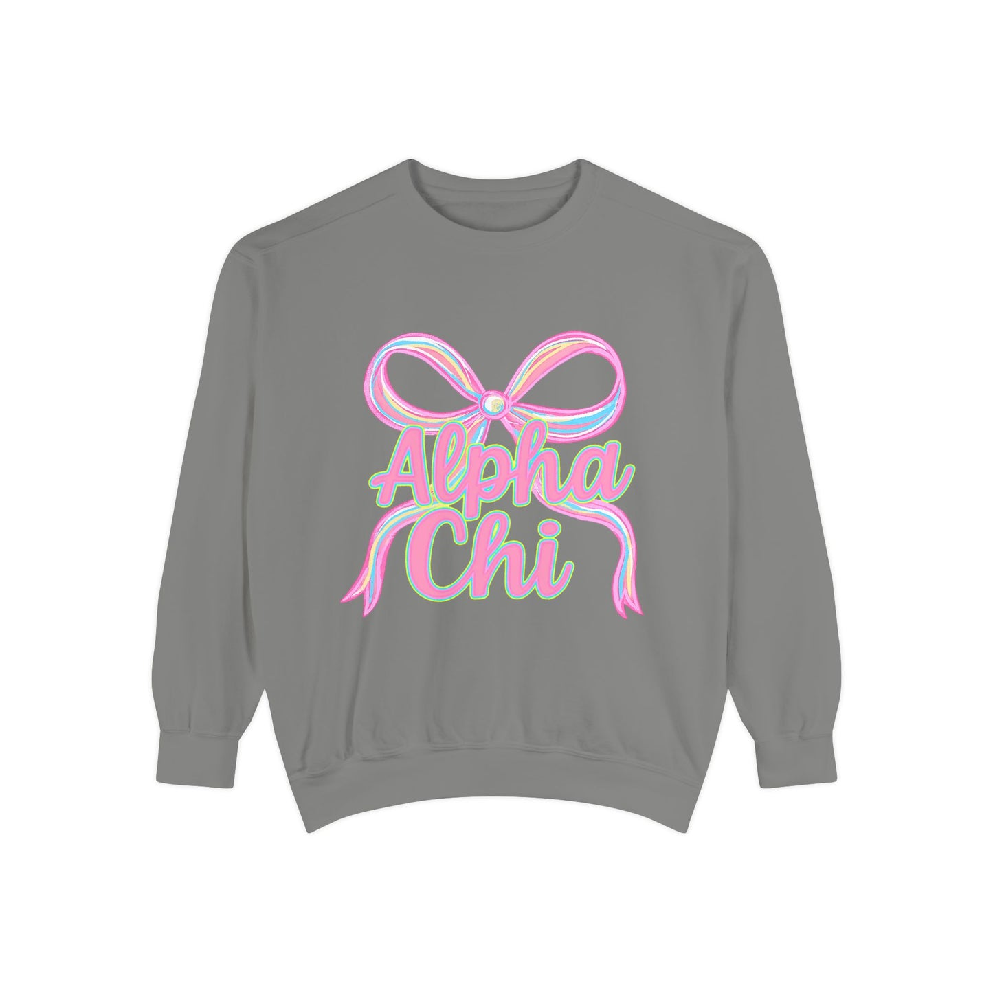AlphaChi Garment-Dyed Sweatshirt, Sorority Sweatshirt, Personalized Gift, College Apparel, Comfortable Crewneck, Trendy Fashion