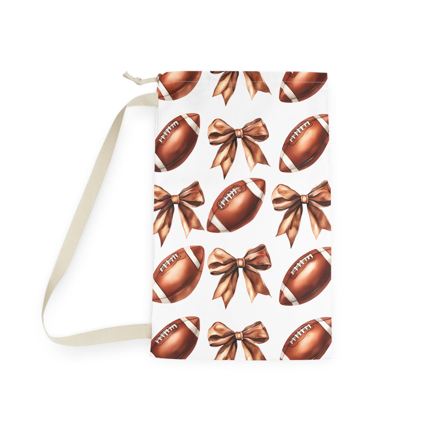 Football Laundry Bag with Bow Design, Sports Gear Organizer, Team Spirit Storage, Game Day Essential, Gift for Athletes