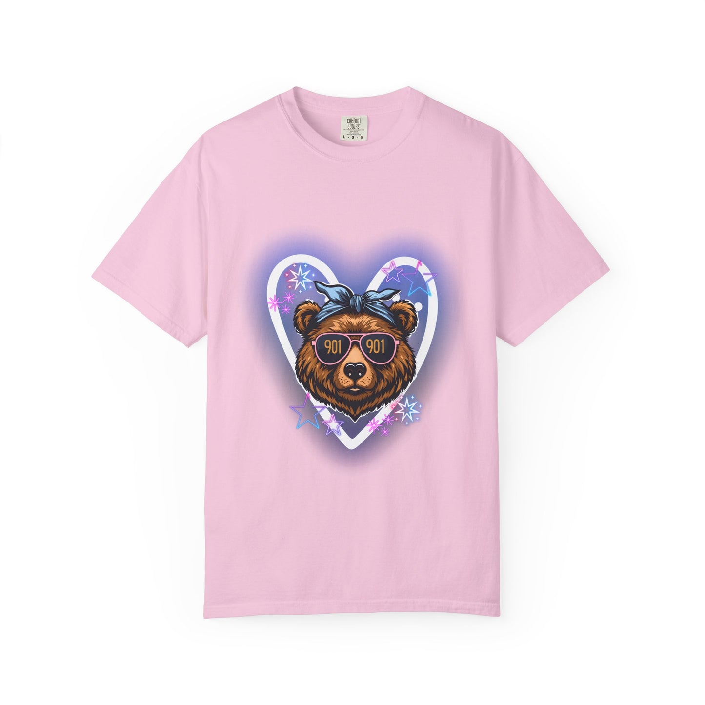 Neon Memphis Bear Graphic T-Shirt, Unisex Fashion Tee, Trendy Apparel, Memphis Grizz, 901 Memphis, Retro Design, Comfort Colors, Memphis Basketball Fan