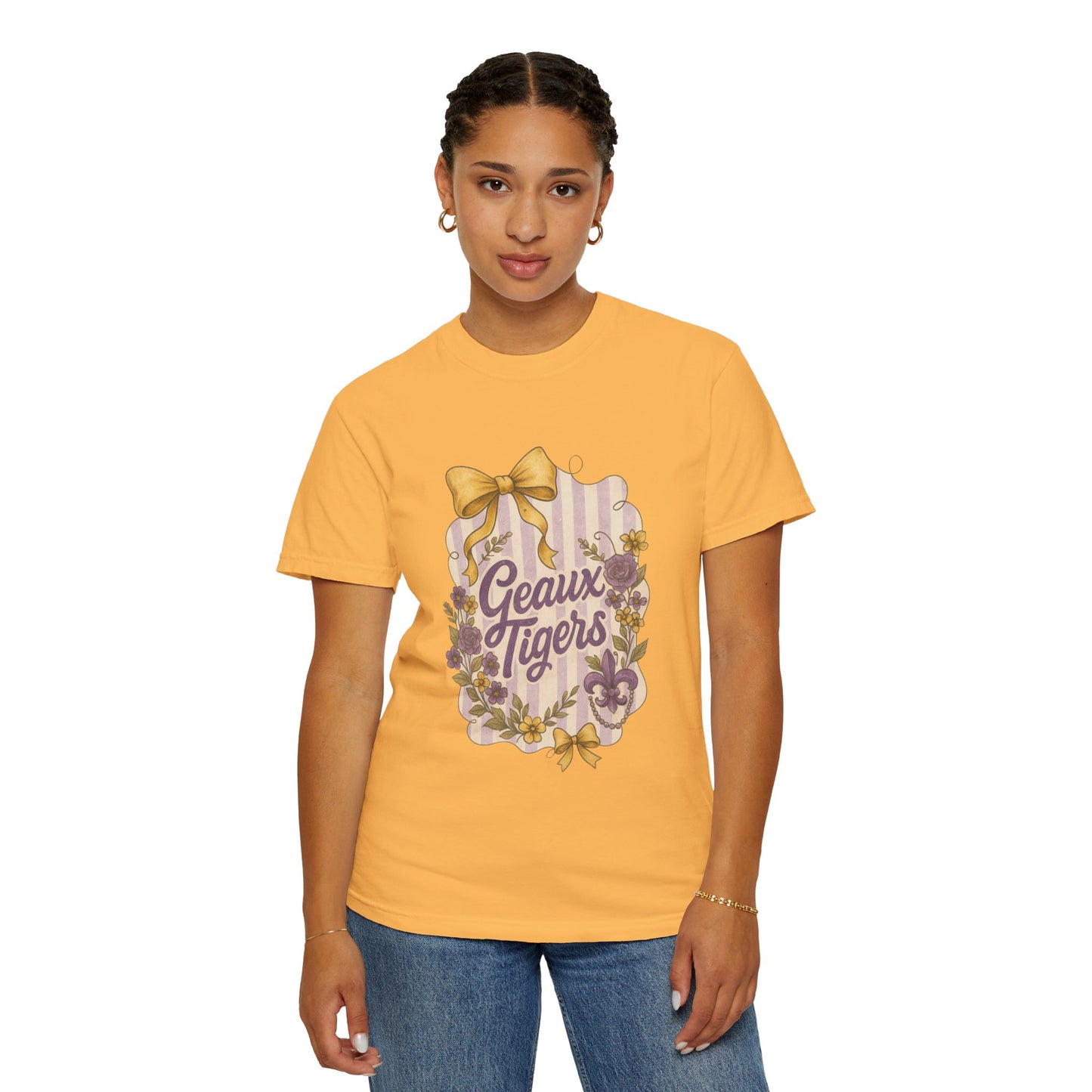 Geaux Tigers Floral T-Shirt, Unisex Casual Tee, Game Day Apparel, Spring Outfit, LSU Fan Gear
