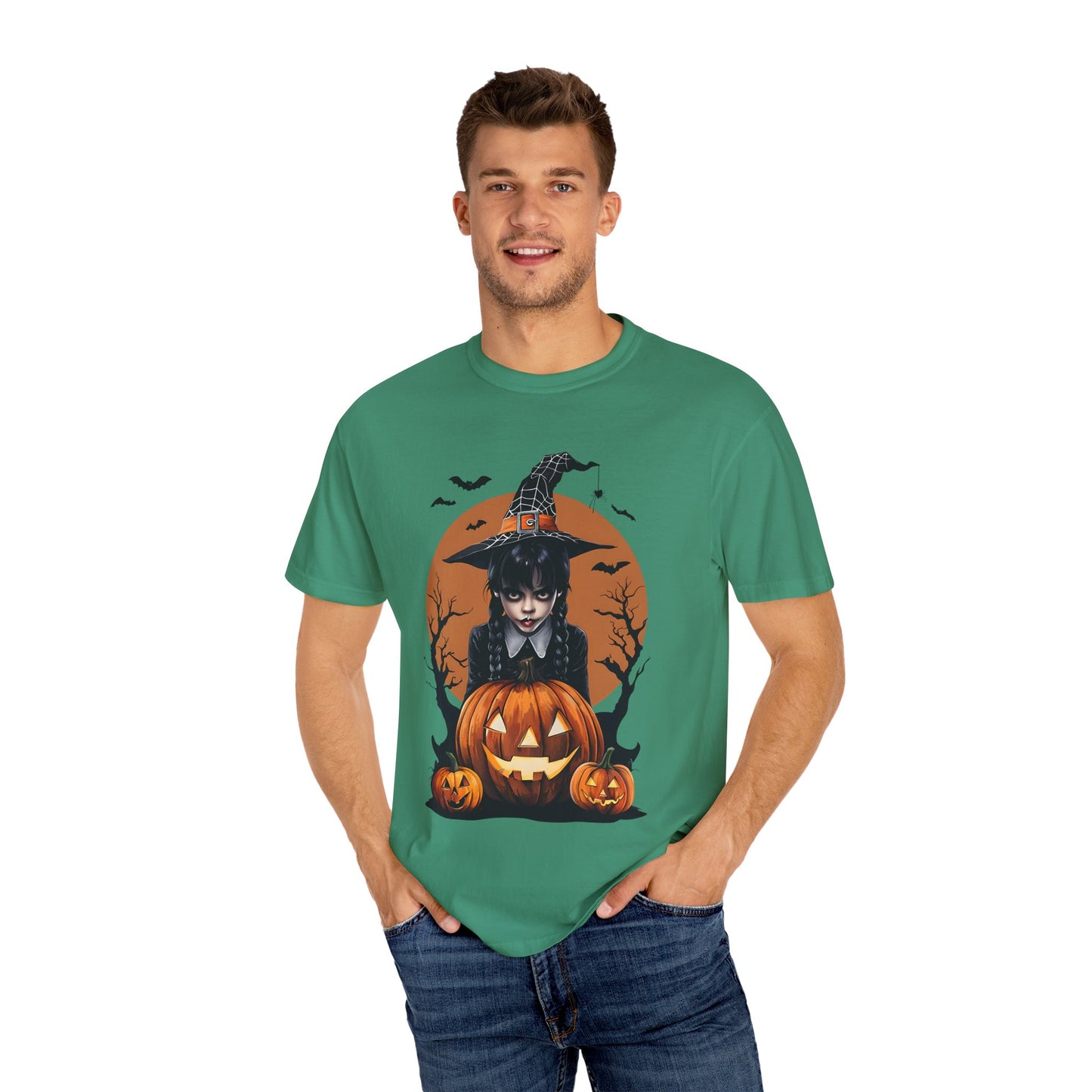 Halloween Witch Graphic Tee, Spooky Unisex T-Shirt, Pumpkin Halloween Costume, Fall Festive Apparel, Witchy Shirt for October