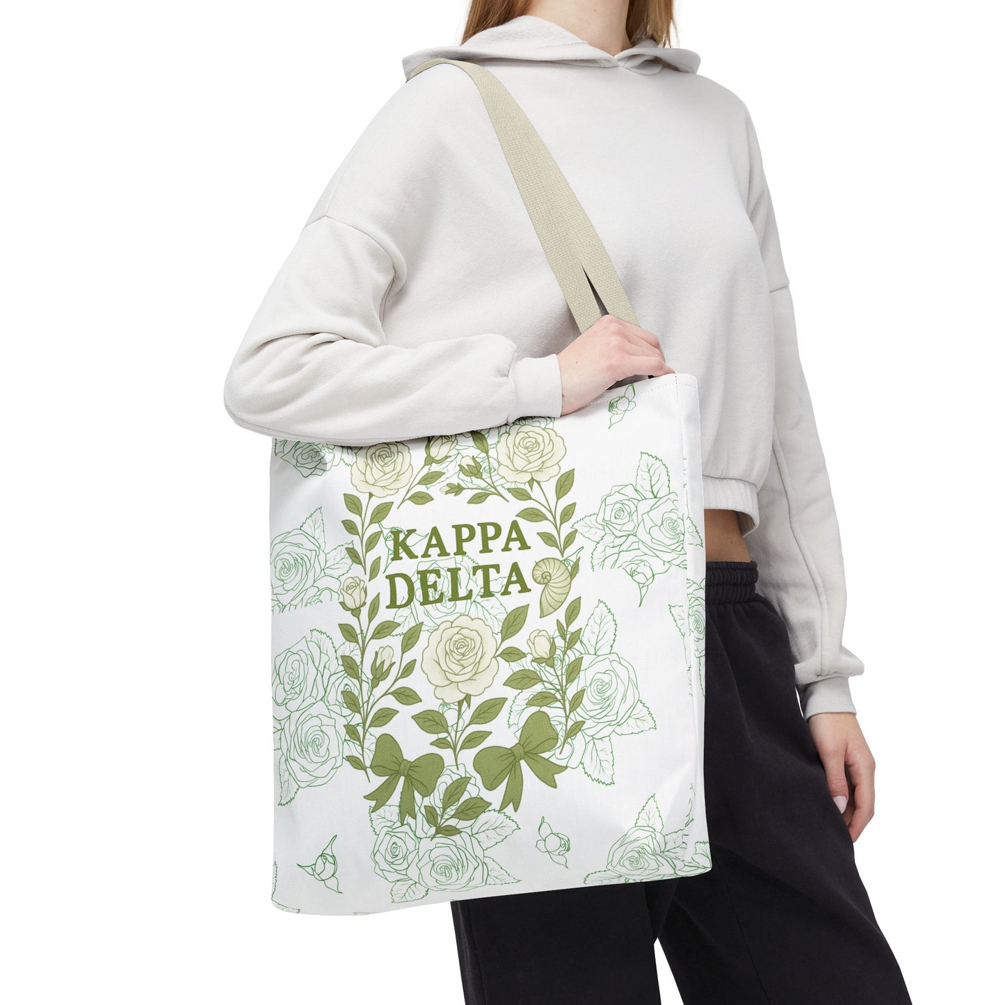 Elegant Kappa Delta Tote Bag, Floral AOP Design, Sorority Bag, Gift for Sisters, Eco-Friendly Shopping Bag