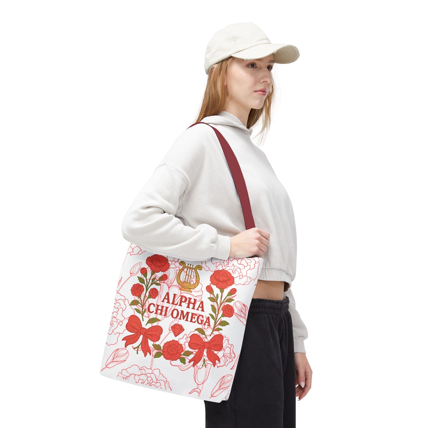 Floral Sorority Alpha Chi Omega Tote Bag, College Essentials, Gift for Sorority Sisters, Eco-Friendly Shopping Tote, Alpha Chi Omega Apparel