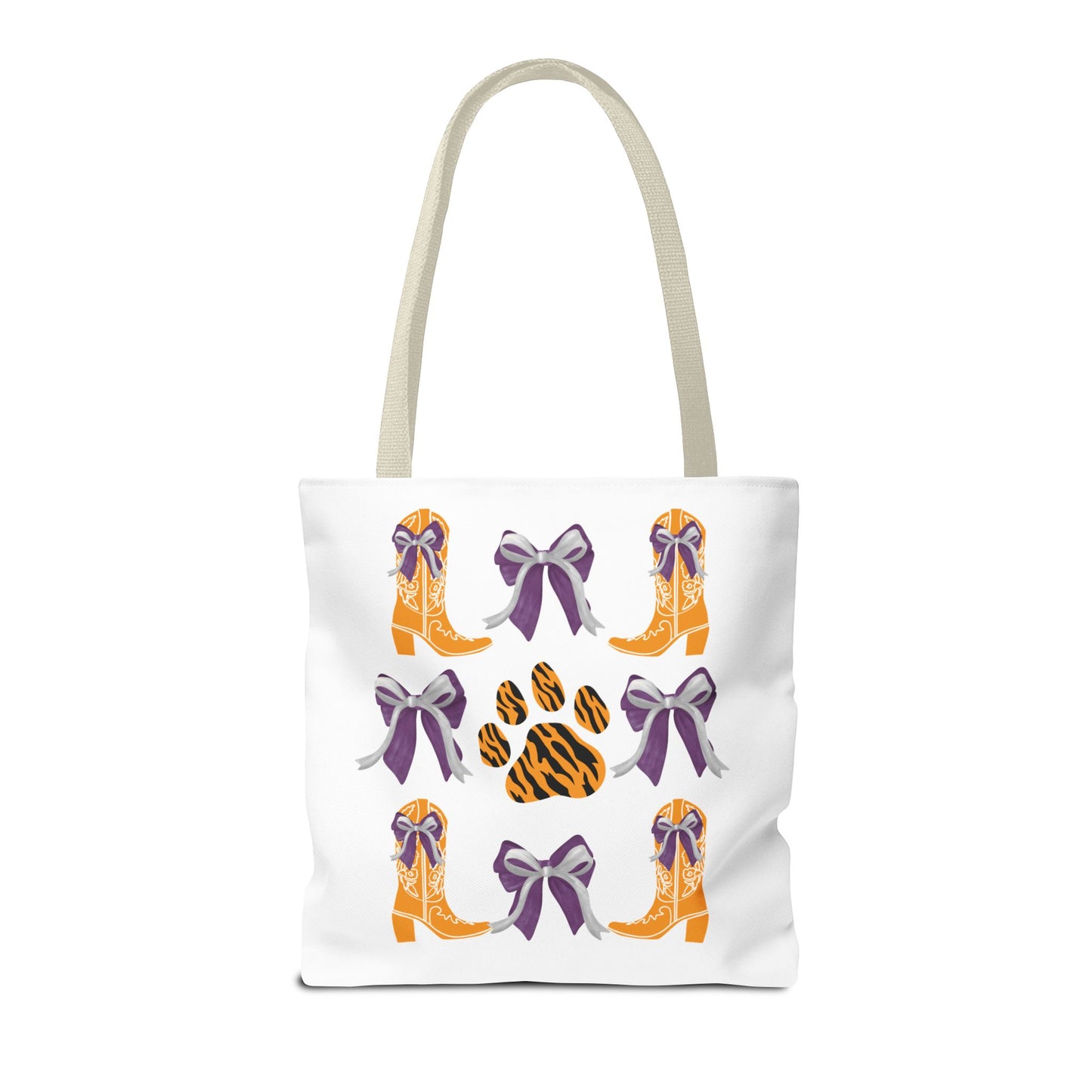 SC Clemson Coquette Bow Tiger Print Tote Bag, Go Tigers, SC Game Day, Clemson, SC, College Student Gift, Graduation Gift, SC Tigers Fan, Clemson Alumni