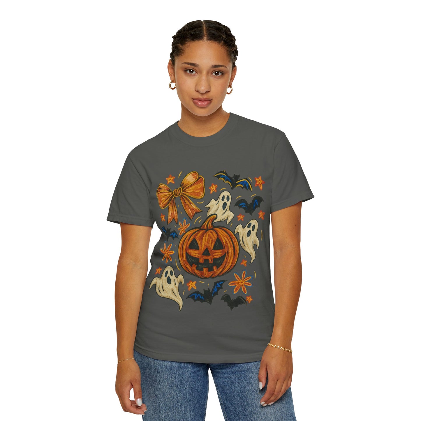 Halloween Ghost & Pumpkin T-shirt, Spooky Season Shirt, Fall Tee, Unisex Halloween Apparel, Ghostly Graphic Tee, Pumpkin Graphic Shirt