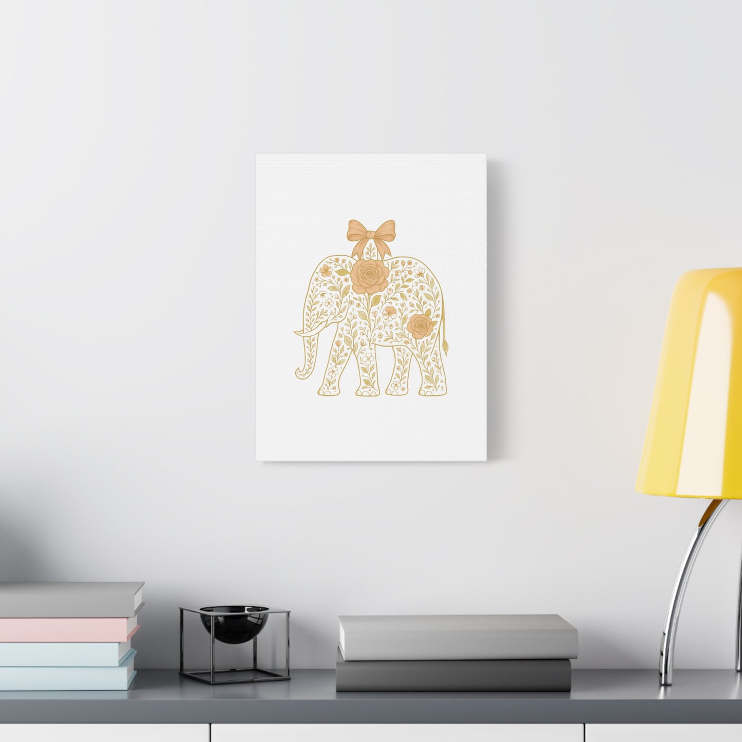 Coquette Elephant Bow Canvas Wall Art