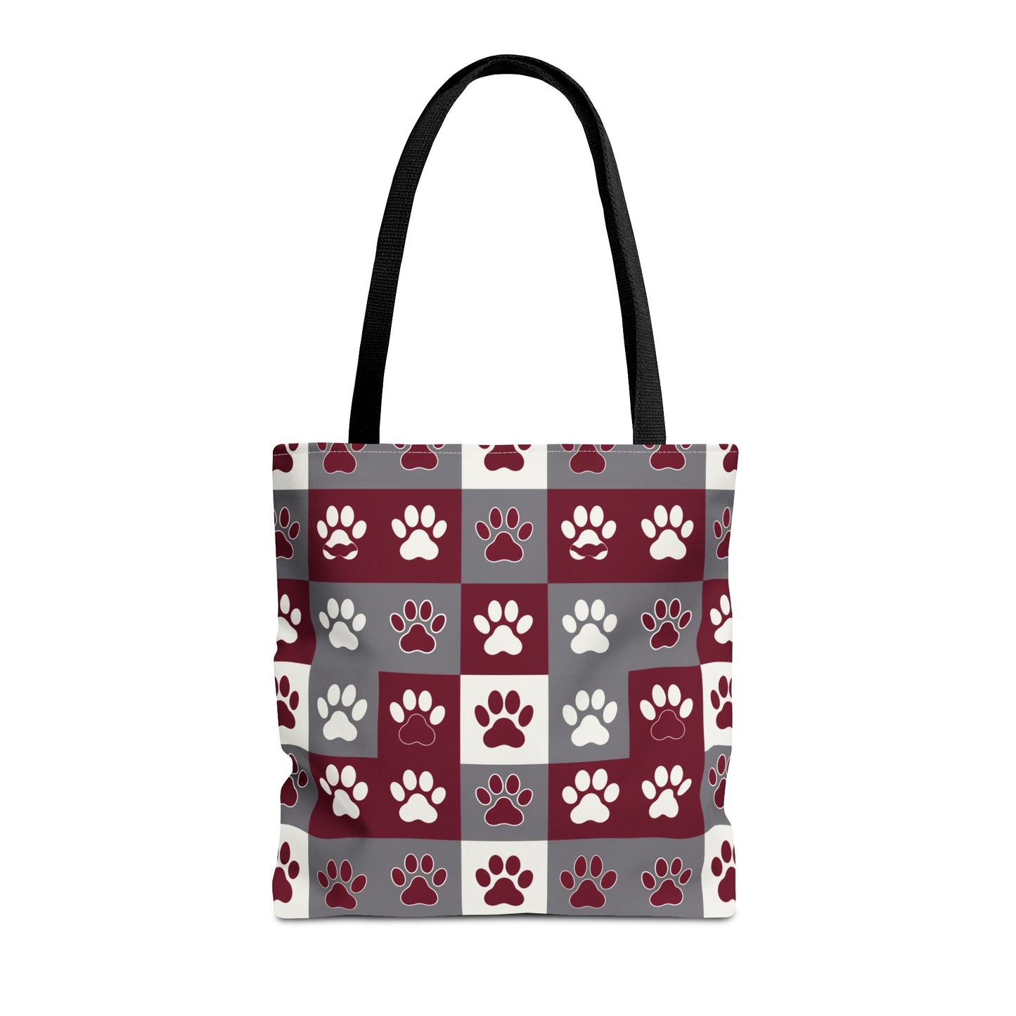 MS Bulldog Tote Bag - AOP, Paw Print Design, Reusable Shopping Bag, Mississippi Bulldog Fan, Animal Lover Accessory