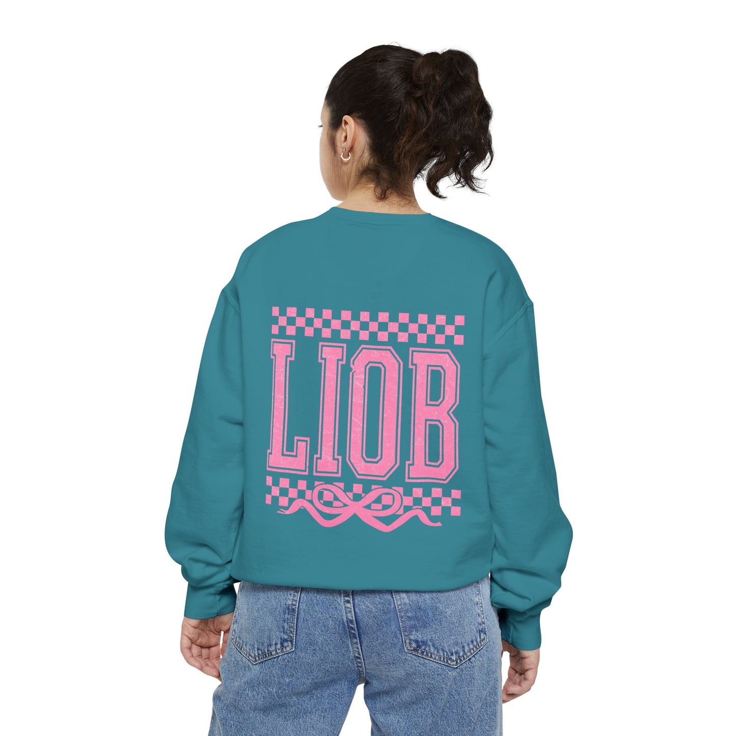Cozy Garment-Dyed Sweatshirt with 'LIOB' Design | Casual Wear, Gift for Friends, Birthday, Celebrations, Loungewear