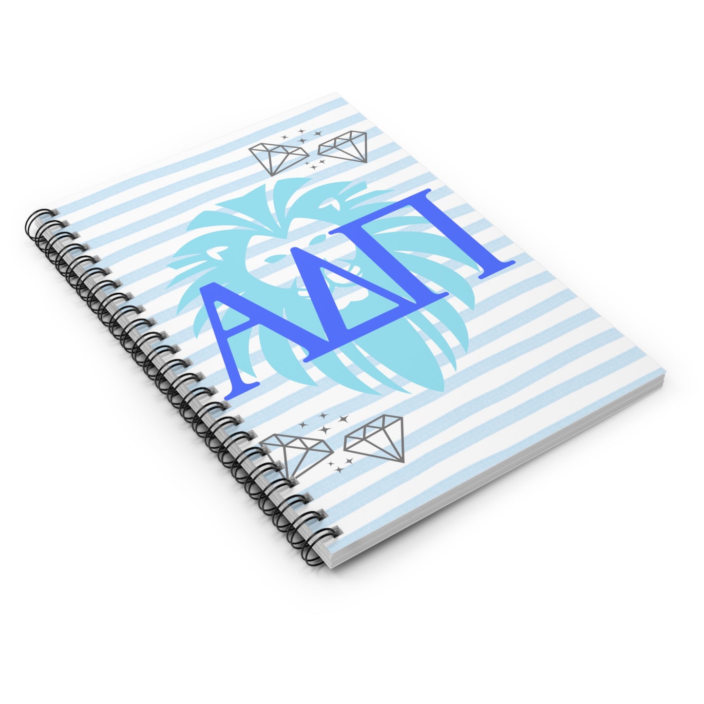 ADPi Spiral Notebook - Striped Lion Design for Notes, Journaling, Students, Sororities, Gift Ideas