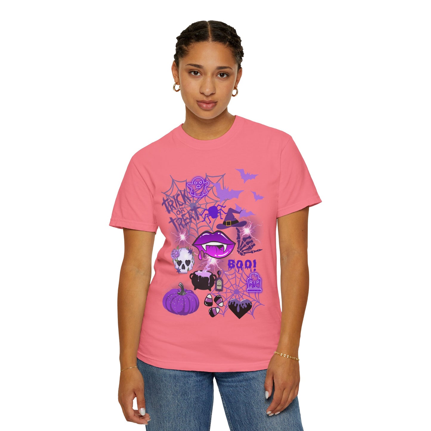 Spooky Purple Vibes Halloween Graphic T-Shirt, Fun Unisex Tee for Spooky Season, Trick or Treat, Boo! Shirt, Halloween Party Wear, Gift Idea