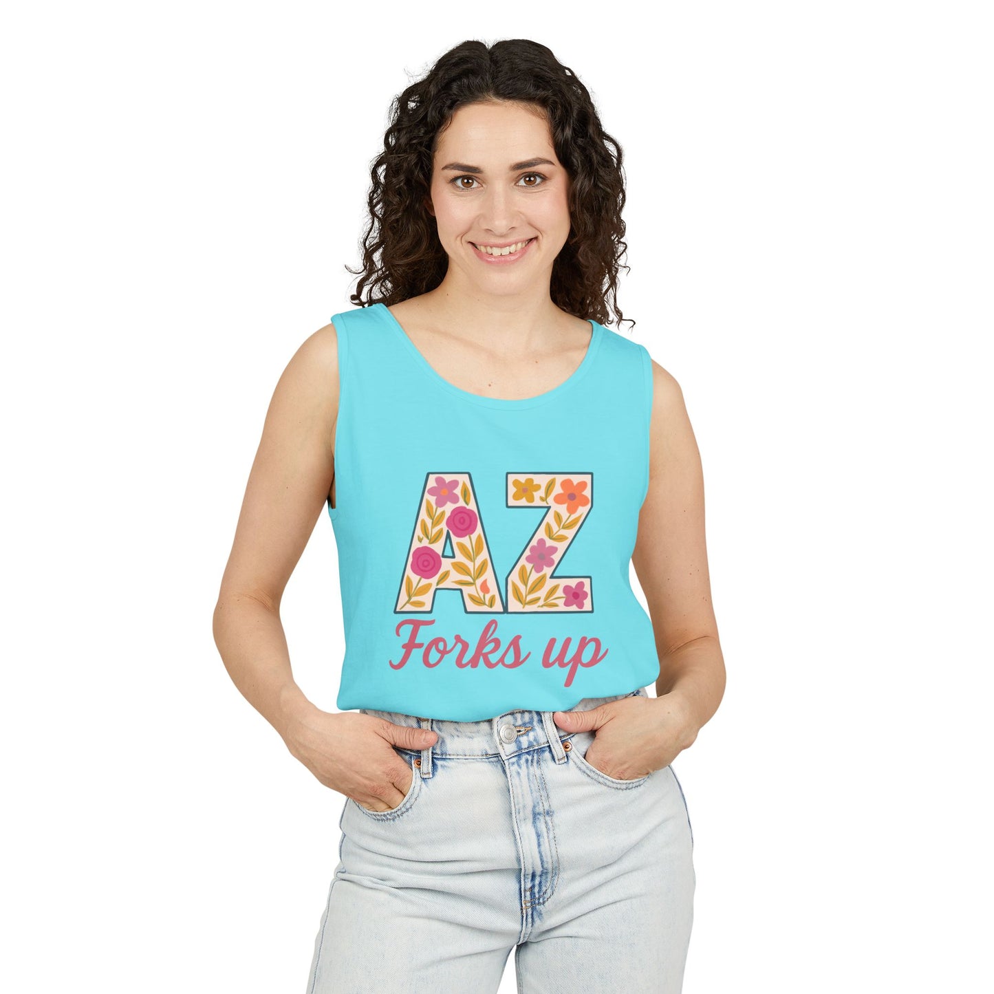 AZ Tank Top - AZ Forks Up Apparel, Summer Wear, Vacation Top, Travel Essentials, Gifts for Arizonans, Sun devils, comfort colors, graduation gift