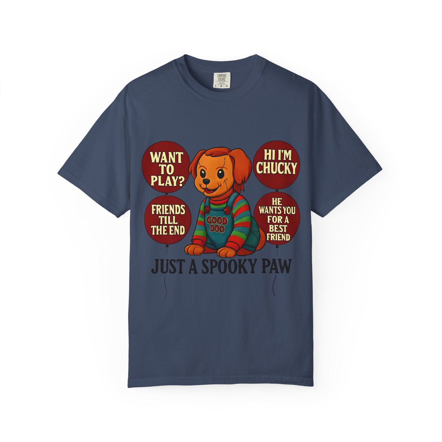 Spooky Graphic T-shirt, Halloween Costume Top, Unisex Tee, Funny Chucky Shirt, Gift for Horror Fans, Cute Spooky Apparel