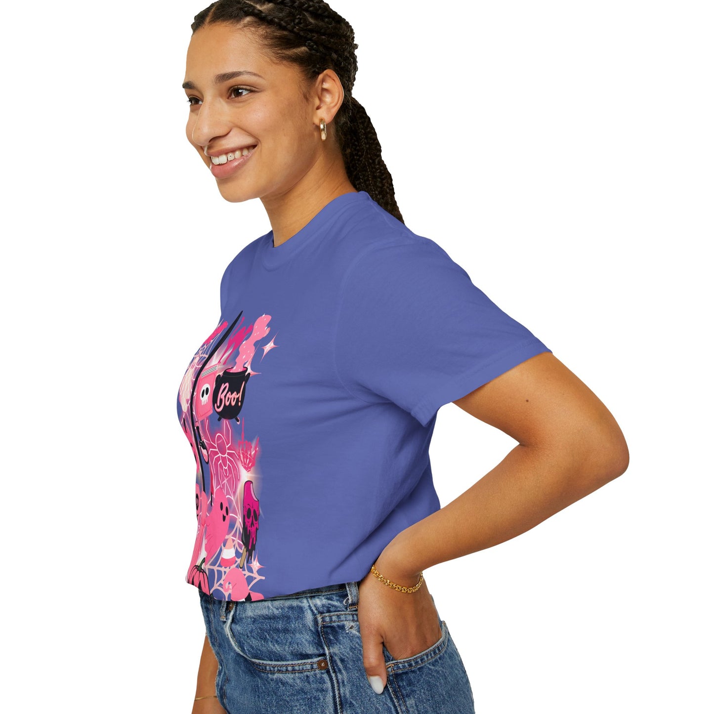 Pink Halloween-Themed Unisex T-shirt, Spooky Shirt, Ghostly Apparel, Boo T-shirt, Fall Fashion, Halloween Costume Top