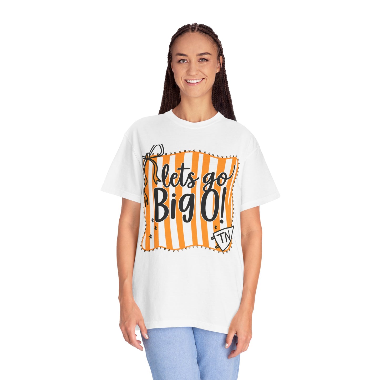 Let's Go Big O! Unisex Garment-Dyed T-Shirt, Sporty Tee, Casual Wear, Game Day Apparel, Fun Gift for Fans, Festival Wear