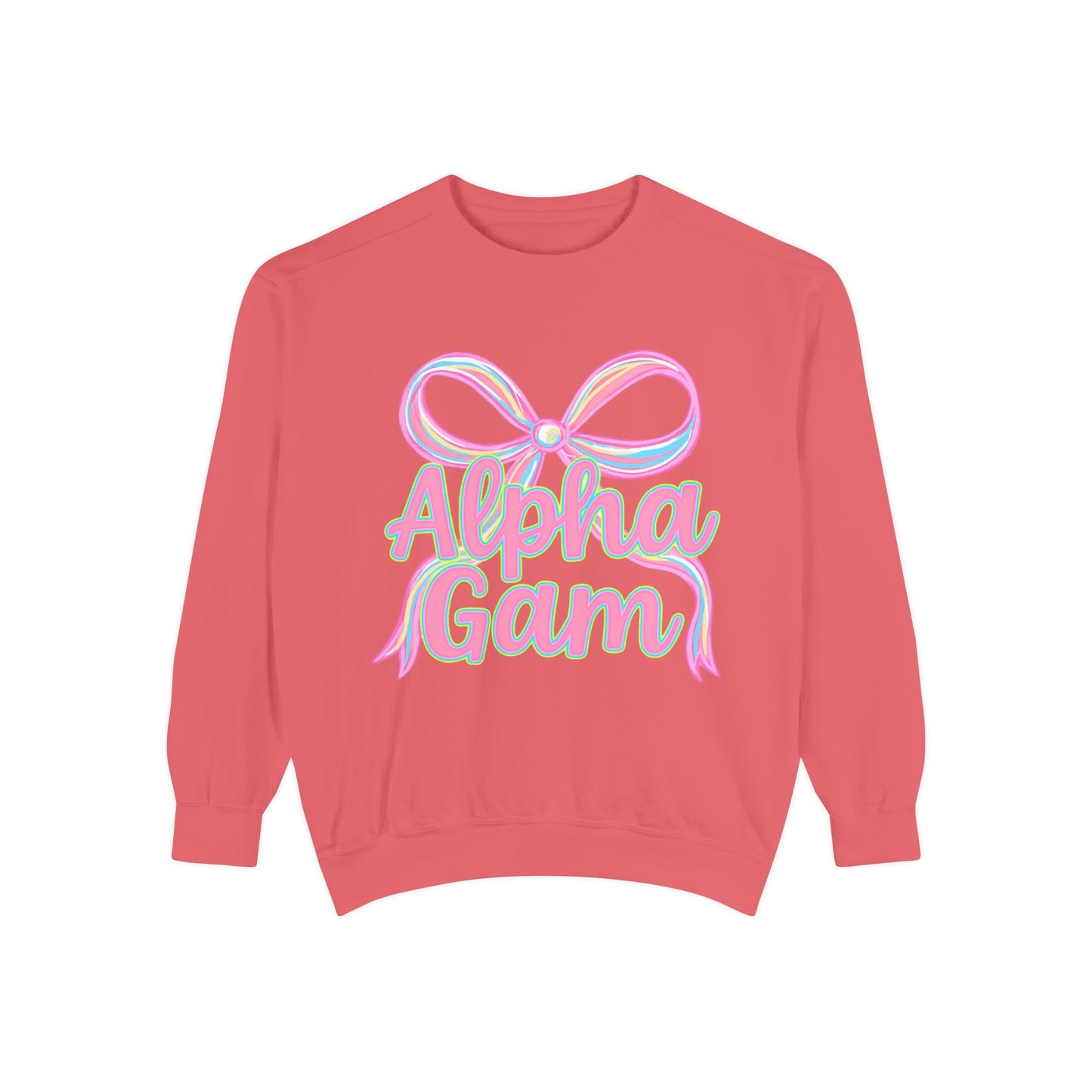 AlphaGam Unisex Garment-Dyed Sweatshirt, Sorority Sweatshirt, Cozy Gift, Casual Outfit, College Apparel, Sorority Merchandise