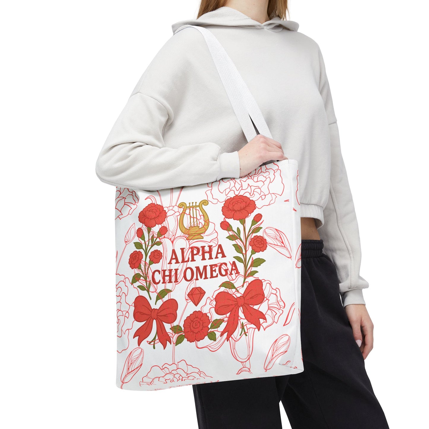 Floral Sorority Alpha Chi Omega Tote Bag, College Essentials, Gift for Sorority Sisters, Eco-Friendly Shopping Tote, Alpha Chi Omega Apparel