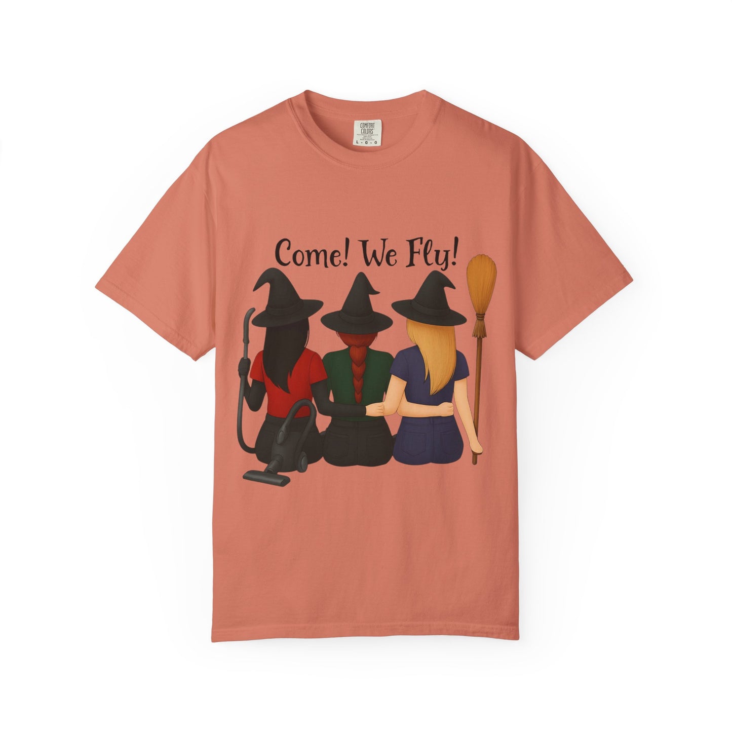 Witchy Halloween T-shirt - Come We Fly Unisex Garment-Dyed Tee