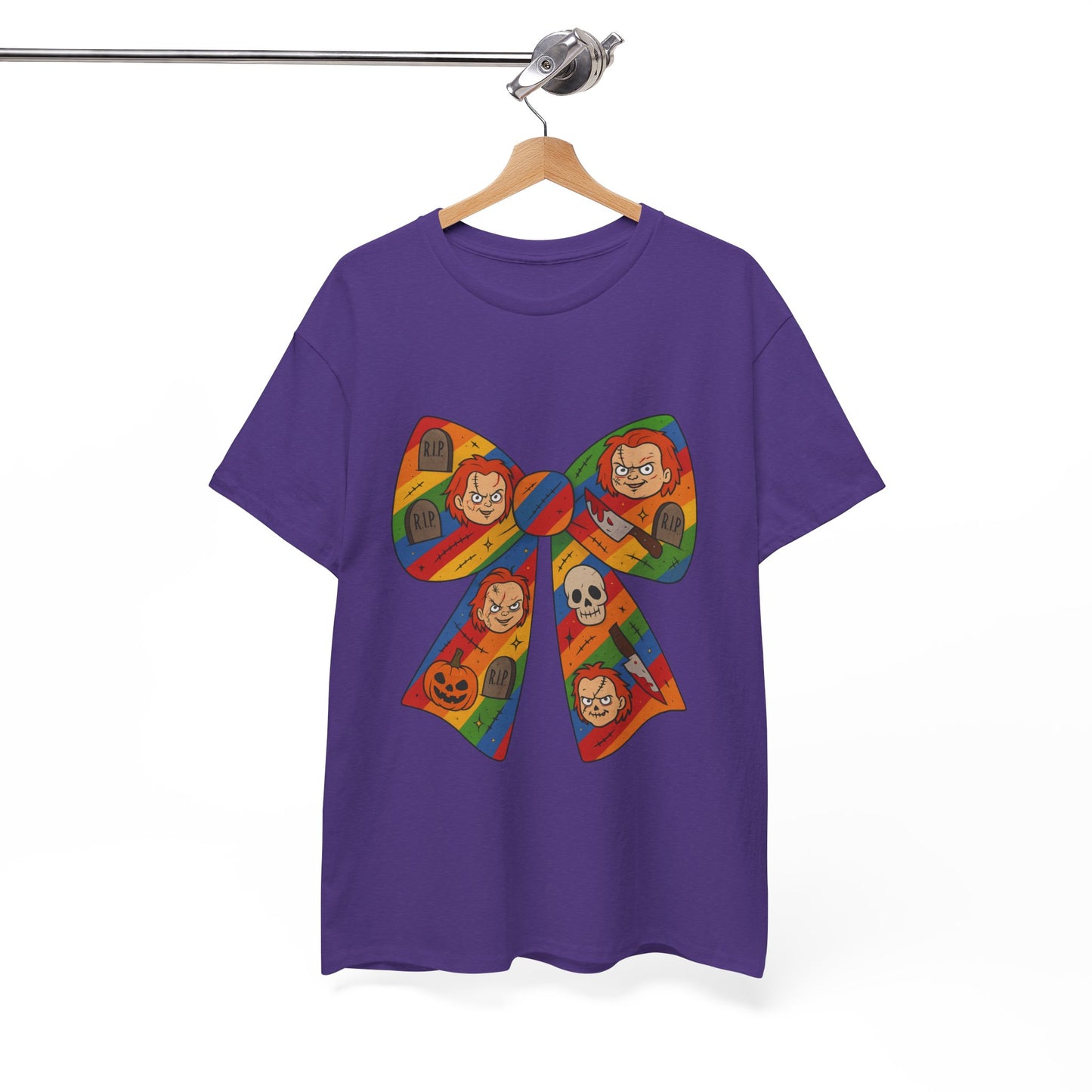 Colorful Halloween Bow Tee, Fun Costume T-Shirt, Halloween Party Shirt, Unisex Graphic Tee, Cozy Everyday Wear, Unique Gift Idea