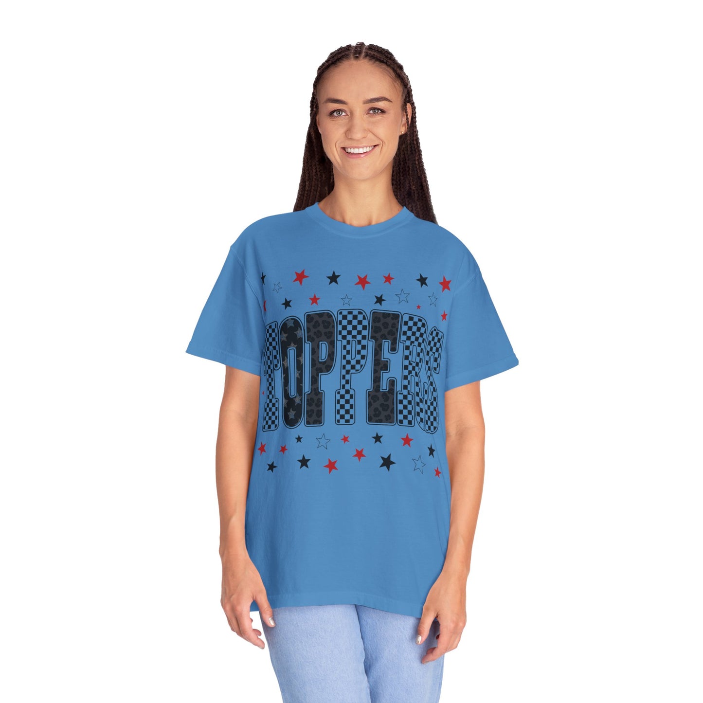 Topper Star and Checker Pattern Graphic Tee